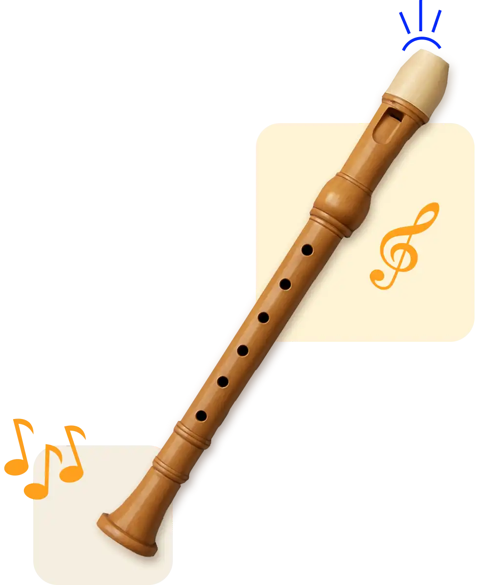 Verzierte Grafik einer Blockflöte
